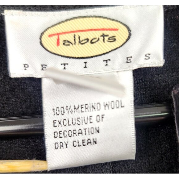 Talbots Petites Black Merino Wool Button-Up Jacket Pockets Medium - Picture 4 of 9